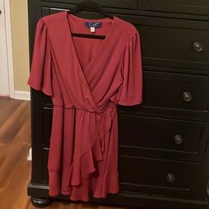 Burgundy front detail dress